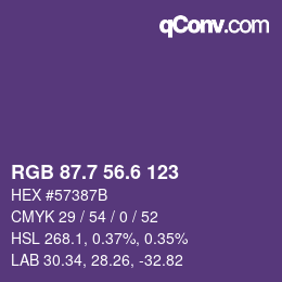 カラーコード: RGB 87.7 56.6 123 | qconv.com