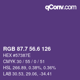 カラーコード: RGB 87.7 56.6 126 | qconv.com