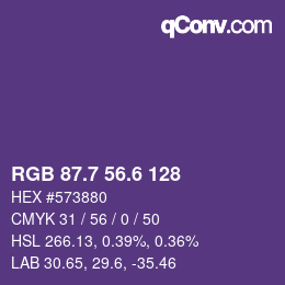 カラーコード: RGB 87.7 56.6 128 | qconv.com
