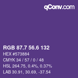 カラーコード: RGB 87.7 56.6 132 | qconv.com