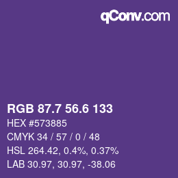 カラーコード: RGB 87.7 56.6 133 | qconv.com