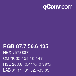 カラーコード: RGB 87.7 56.6 135 | qconv.com