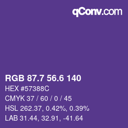カラーコード: RGB 87.7 56.6 140 | qconv.com