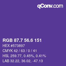 カラーコード: RGB 87.7 56.6 151 | qconv.com