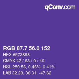 カラーコード: RGB 87.7 56.6 152 | qconv.com