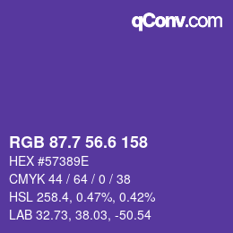 カラーコード: RGB 87.7 56.6 158 | qconv.com