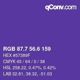 カラーコード: RGB 87.7 56.6 159 | qconv.com