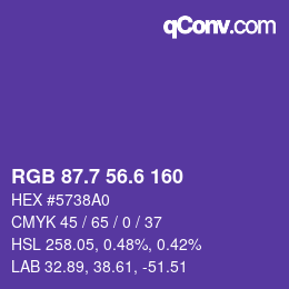カラーコード: RGB 87.7 56.6 160 | qconv.com