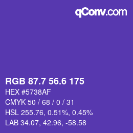 カラーコード: RGB 87.7 56.6 175 | qconv.com