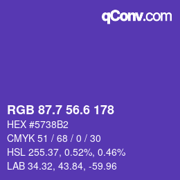 カラーコード: RGB 87.7 56.6 178 | qconv.com