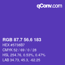 カラーコード: RGB 87.7 56.6 183 | qconv.com