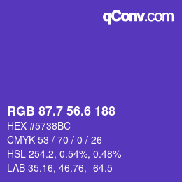 カラーコード: RGB 87.7 56.6 188 | qconv.com
