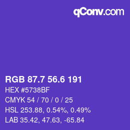 カラーコード: RGB 87.7 56.6 191 | qconv.com