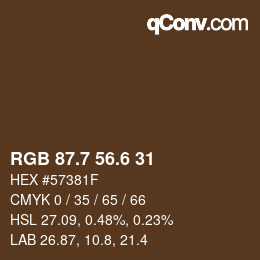 カラーコード: RGB 87.7 56.6 31 | qconv.com