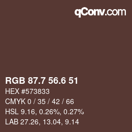 カラーコード: RGB 87.7 56.6 51 | qconv.com