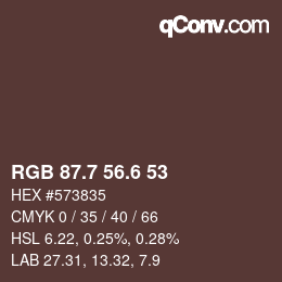 カラーコード: RGB 87.7 56.6 53 | qconv.com