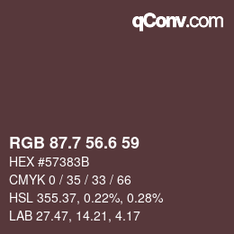 カラーコード: RGB 87.7 56.6 59 | qconv.com