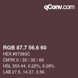 カラーコード: RGB 87.7 56.6 60 | qconv.com