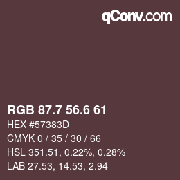 カラーコード: RGB 87.7 56.6 61 | qconv.com