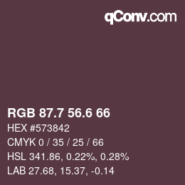 カラーコード: RGB 87.7 56.6 66 | qconv.com