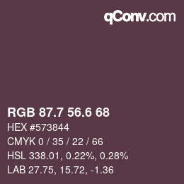 カラーコード: RGB 87.7 56.6 68 | qconv.com