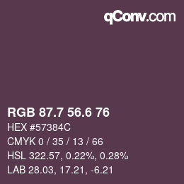 カラーコード: RGB 87.7 56.6 76 | qconv.com