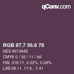 カラーコード: RGB 87.7 56.6 78 | qconv.com