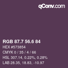 カラーコード: RGB 87.7 56.6 84 | qconv.com