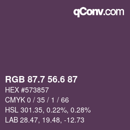 カラーコード: RGB 87.7 56.6 87 | qconv.com
