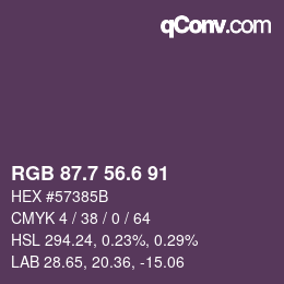 カラーコード: RGB 87.7 56.6 91 | qconv.com