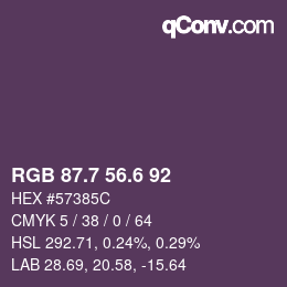 カラーコード: RGB 87.7 56.6 92 | qconv.com