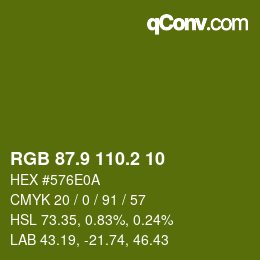カラーコード: RGB 87.9 110.2 10 | qconv.com