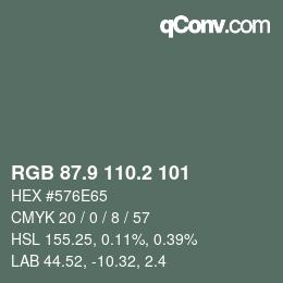 Color code: RGB 87.9 110.2 101 | qconv.com