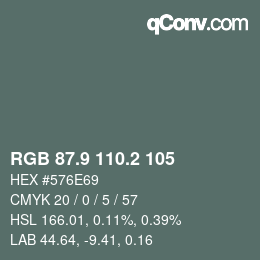 Color code: RGB 87.9 110.2 105 | qconv.com
