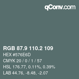 カラーコード: RGB 87.9 110.2 109 | qconv.com