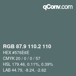 Color code: RGB 87.9 110.2 110 | qconv.com