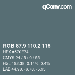 Color code: RGB 87.9 110.2 116 | qconv.com