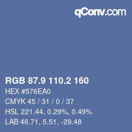Color code: RGB 87.9 110.2 160 | qconv.com