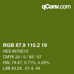 カラーコード: RGB 87.9 110.2 19 | qconv.com