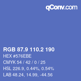 カラーコード: RGB 87.9 110.2 190 | qconv.com