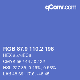 カラーコード: RGB 87.9 110.2 198 | qconv.com