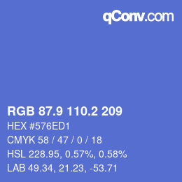 カラーコード: RGB 87.9 110.2 209 | qconv.com