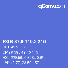 カラーコード: RGB 87.9 110.2 216 | qconv.com