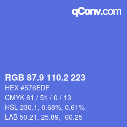 カラーコード: RGB 87.9 110.2 223 | qconv.com