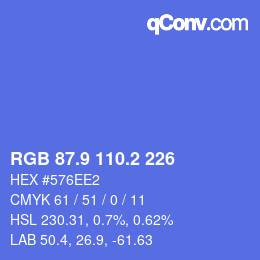 カラーコード: RGB 87.9 110.2 226 | qconv.com