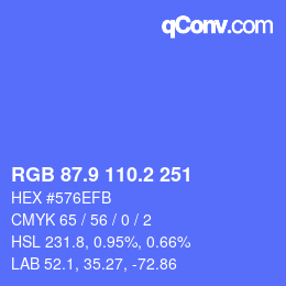 カラーコード: RGB 87.9 110.2 251 | qconv.com