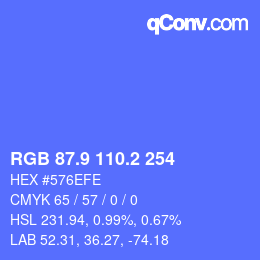 カラーコード: RGB 87.9 110.2 254 | qconv.com