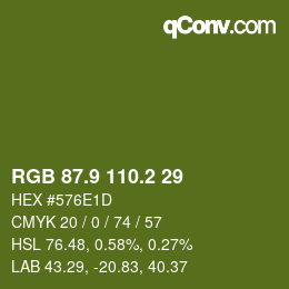 カラーコード: RGB 87.9 110.2 29 | qconv.com