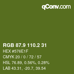 カラーコード: RGB 87.9 110.2 31 | qconv.com