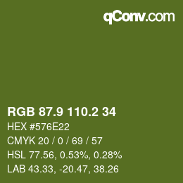 カラーコード: RGB 87.9 110.2 34 | qconv.com